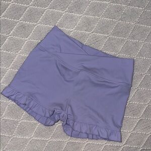 Women's Purple Ruffle Hem Shorts
